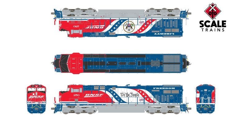 Scaletrains Rivet Counter GE ES44ACH, HO Scale BNSF America250 DCC Ready *Reservation*