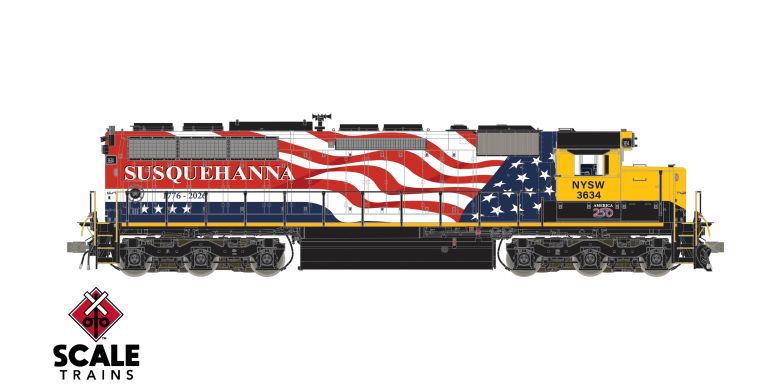 Scaletrains Rivet Counter EMD SD45 Phase IIc, Susquehanna/America250 #3634 DCC & Sound *Reservation*