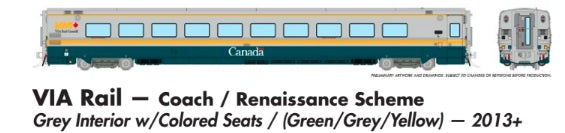 Rapido HO Scale LRC VIA Rail — Coach / Renaissance Scheme *Reservation*