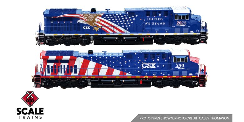 Scaletrains Rivet Counter Wabtec CM44AH, HO Scale CSX America250 Commemorative Boxed Set (2) DCC & Sound *Reservation*